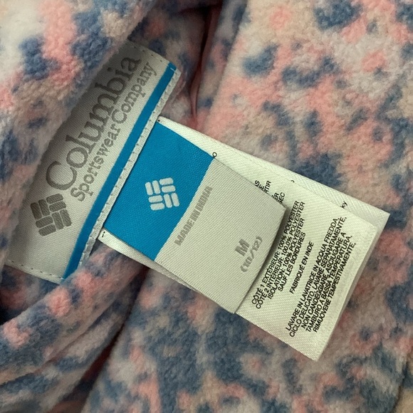 Columbia Reversible Girls Vest Pink Puffer Pink Blue Animal Print Fleece Size M - Picture 9 of 9